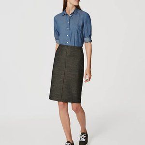 Loft Gray Seamed Stretch Pencil Skirt Charcoal Zipper Pockets 00